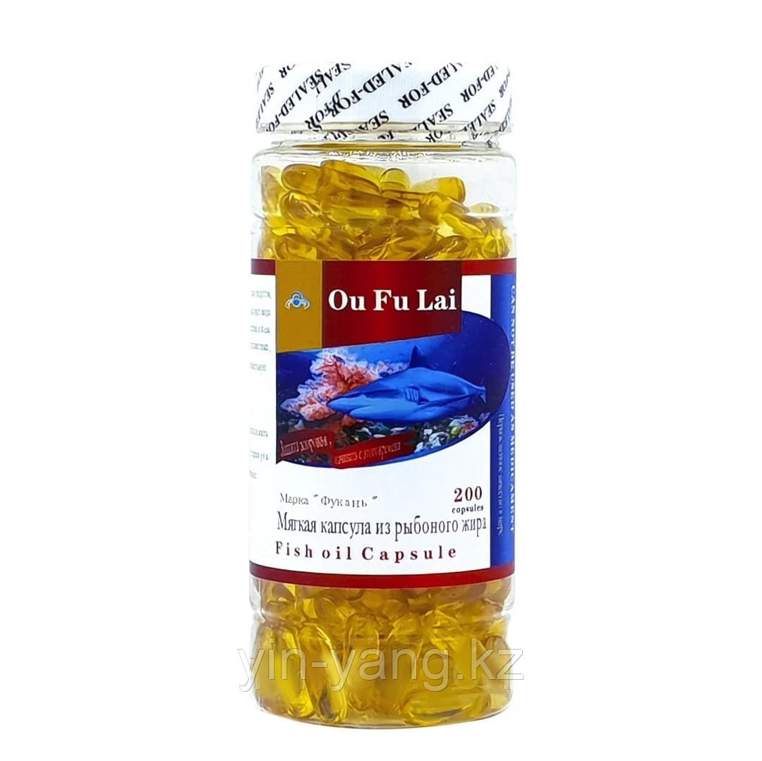 Рыбий жир марки "Фукань" (Витамин Е, желатин, глицерин), 200 шт