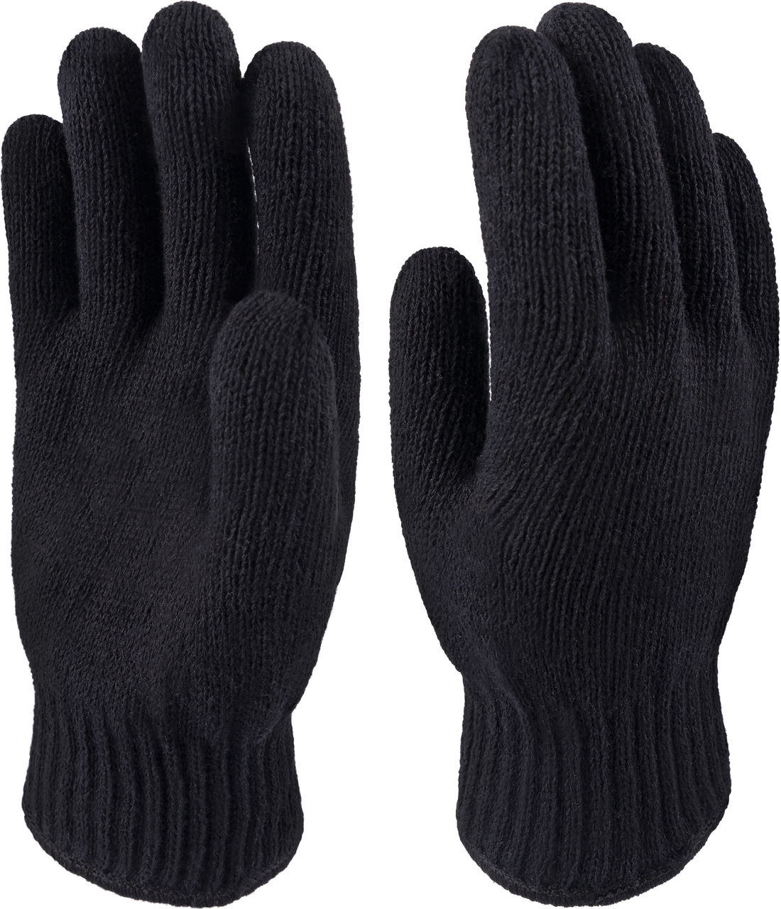 Перчатки трикотажные плотные х/б черные, фото 1