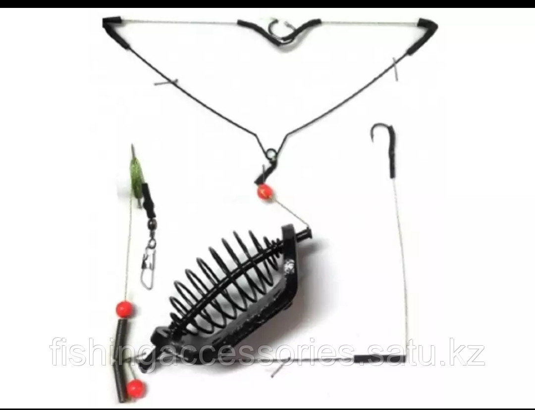 Монтаж оснащенный РЕКА 50гр 3-крючка OCTOPUS FEEDER RIG черный 92201 Китай