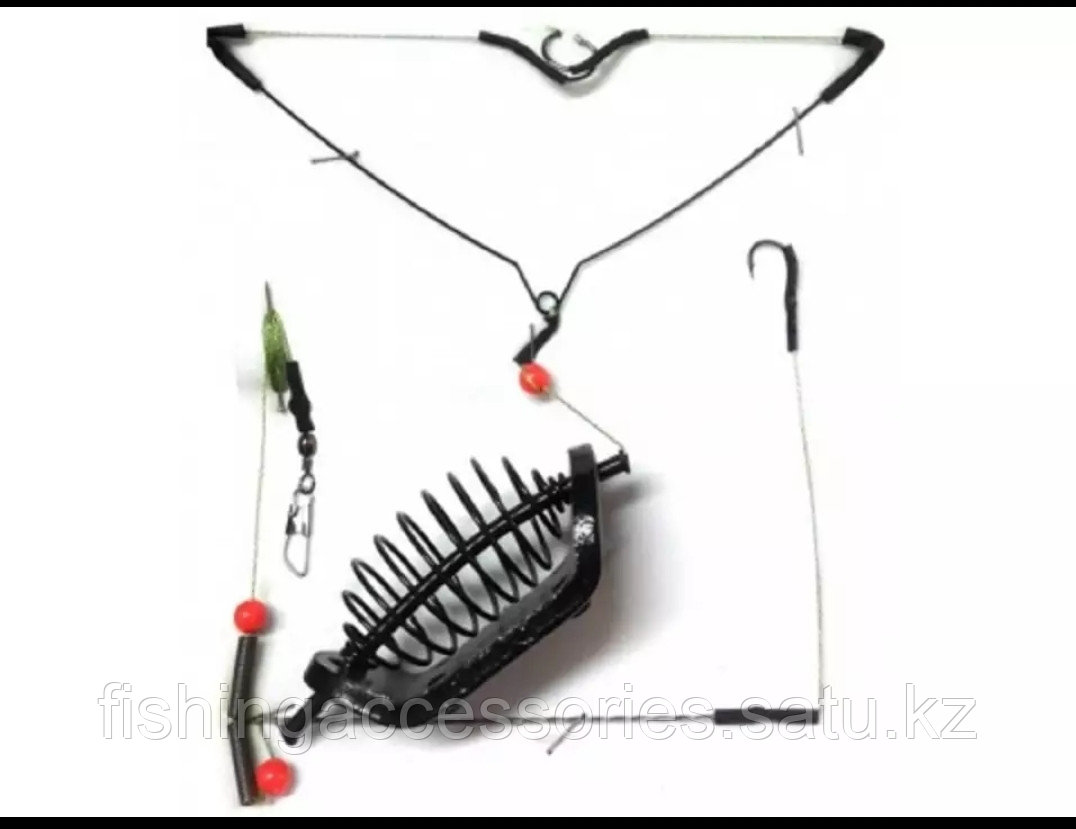 Монтаж оснащенный РЕКА 60гр 3-крючка OCTOPUS FEEDER RIG черный 92203 Китай