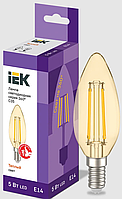 Лампа светодиодная C35 свеча золото 5Вт 230В 2700К E14 серия 360° IEK