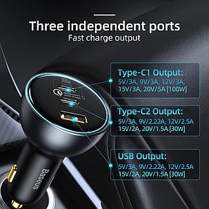Автомобильное зарядное устройство Baseus 160W кабель type-c в комплект не входит!!!, фото 2