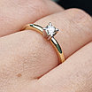 Золотое кольцо с бриллиантом 0.15Сt SI2/L G-Cut, фото 6