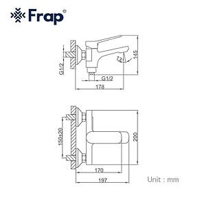 FRAP F3262 Cмеситель д/ванны кор. излив черный 35 мм, фото 3