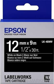 Лента Epson LK4BWV Vivid White/Black 12/9, 12mm, 9m, C53S654009