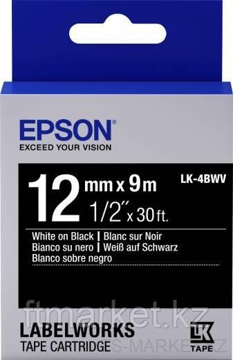 Лента Epson LK4BWV Vivid White/Black 12/9, 12mm, 9m, C53S654009 - фото 1 - id-p102643906