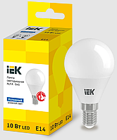 Лампа LED ALFA G45 шар 10Вт 230В 6500К E14 IEK