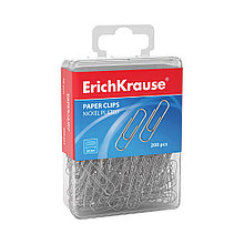 Скрепки металлические никелированные ErichKrause®, 28мм (пластиковая коробка 200 скрепок)