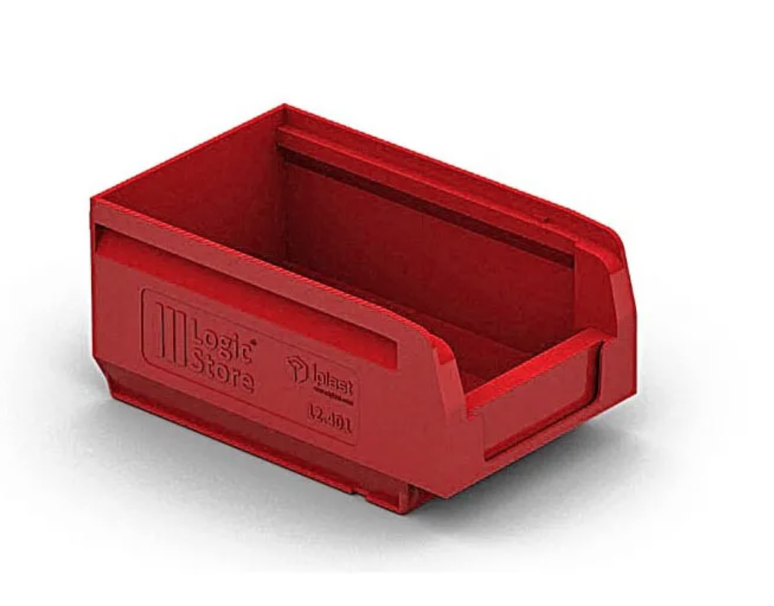 Лоток складской 165х100х75 контейнер полочный пластиковый, ящик для хранения, стеллажная система - этажерка красный