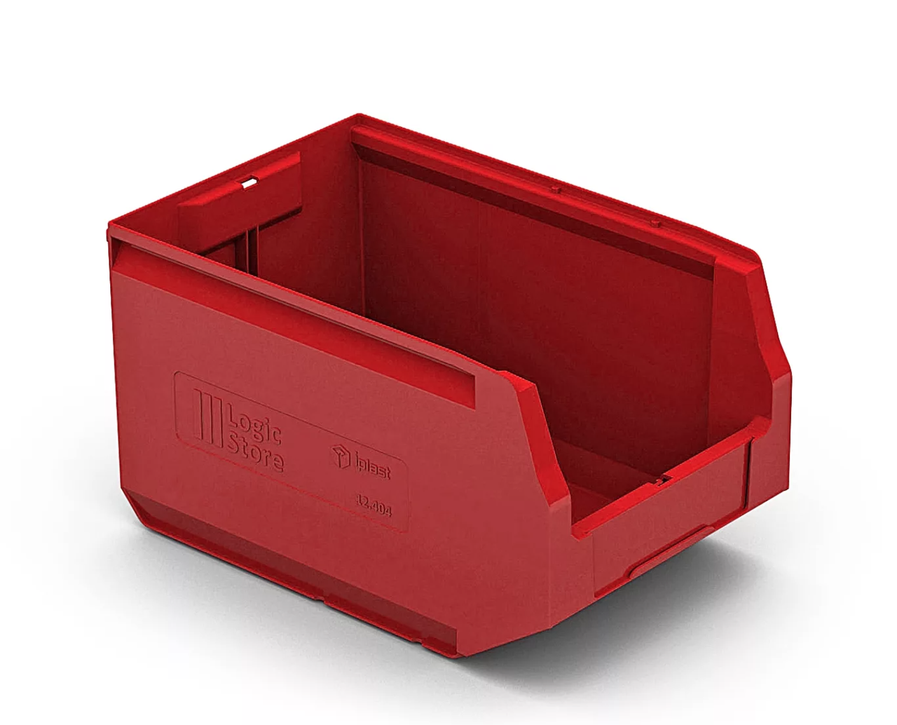 Складской лоток 400х225х150мм контейнер полочный пластиковый, ящик для хранения, стеллажная система -этажерка красный