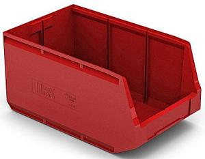 Складской лоток 500х300х250мм контейнер полочный пластиковый, ящик для хранения, стеллажная система -этажерка красный
