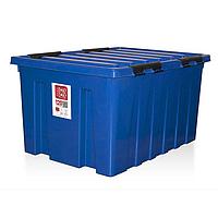 Контейнер с крышкой и клипсами на роликах 740х564х400мм Синий