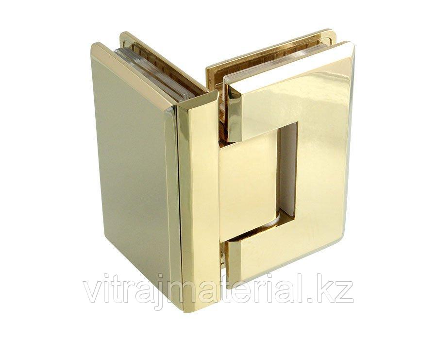 Петля золотая стекло-стекло угол поворота 90˚ | FGD-65 ZN/TP | Цинк/ Золотая