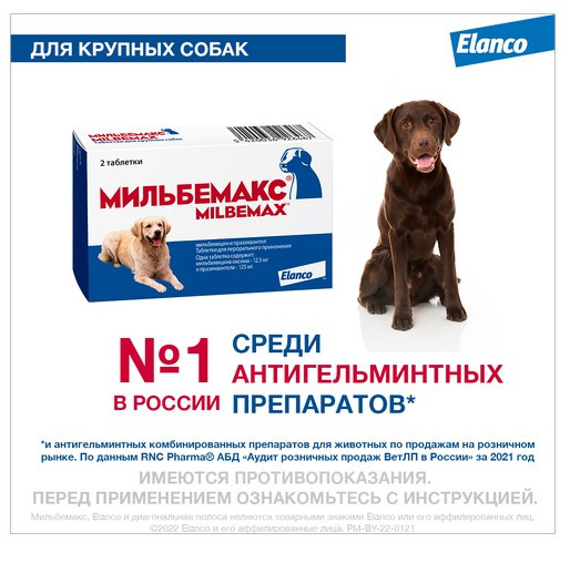 Мильбемакс, антигельминтный препарат для взрослых собак - 1 таблетка - фото 3 - id-p102993778