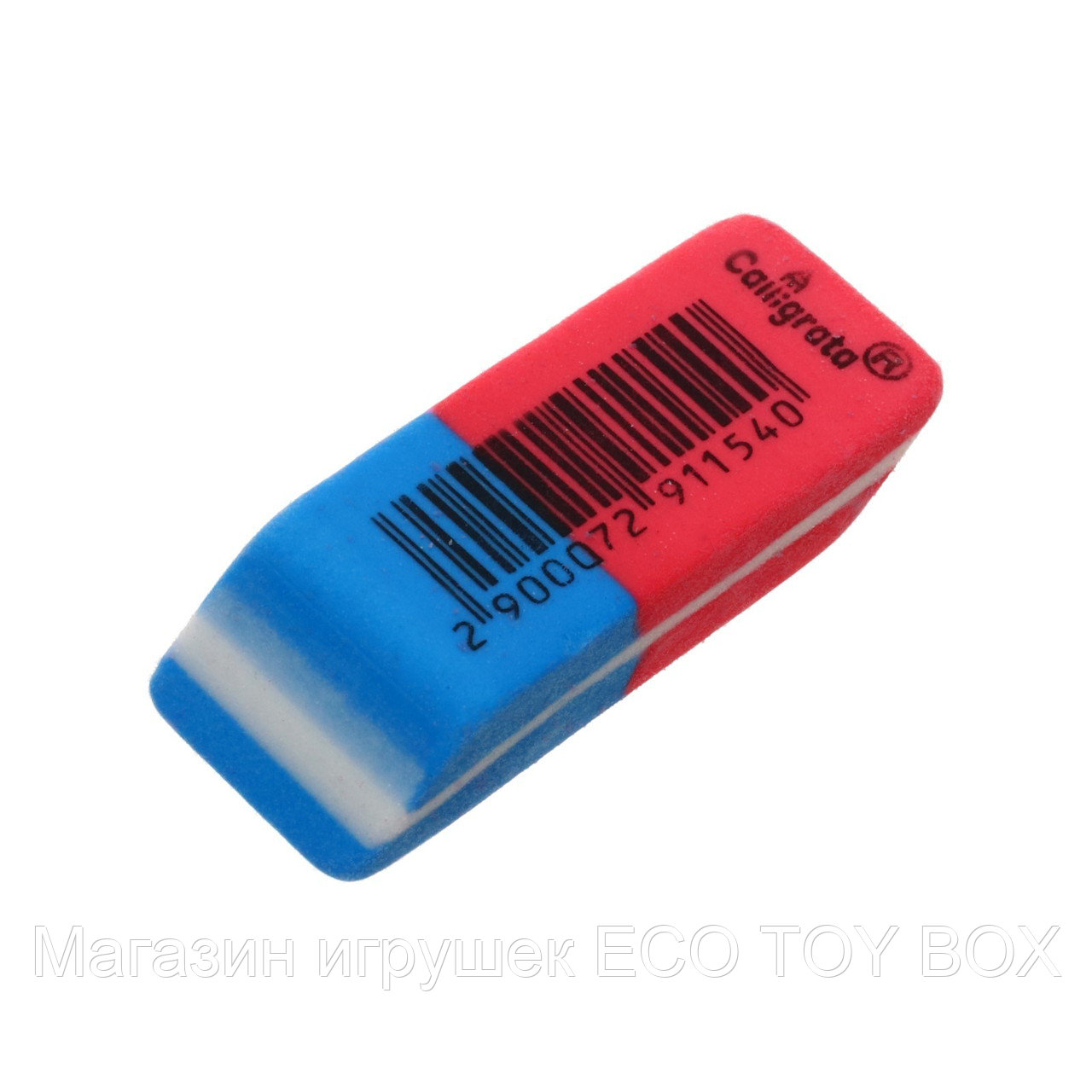 Ластик комбинированный красно-синий скошенный 39 х 15 х 6 мм