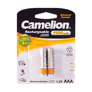 Аккумулятор AAA Camelion NiMN, HR03, 1.2V, 1100 mAh, 2 шт. в блистере.