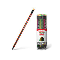 Чернографитный трехгранный карандаш с ластиком ErichKrause® VIVO HB (в тубусе по 42 шт.)