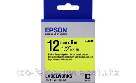 Лента Epson Label Cartridge Fluorescent LK-4YBF Black/Yellow 12mm (9m) - фото 1 - id-p102643978