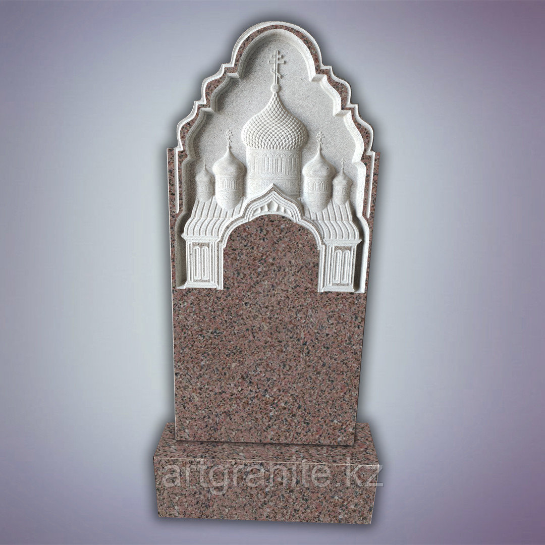 Памятник из гранита Акбакай с фрезерованным храмом - фото 1 - id-p103020242