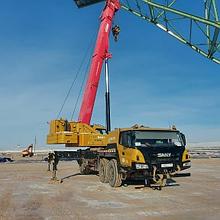 Автокран 80 тонн на монтаже ветряной мельницы 6