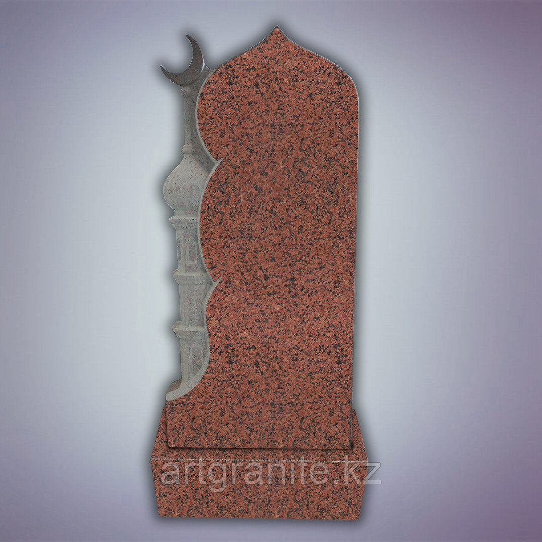 Памятник из Кордайского гранита с фрезерованным минаретом 130х60х8 см - фото 1 - id-p103031809