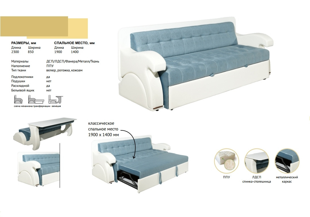 Диван трансформер 3 в 1 диван стол кровать - фото 2 - id-p103045089