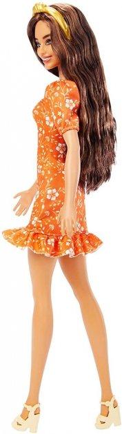 Barbie "Игра с модой" Кукла Барби Шатенка в оранжевом платье с цветами #182 в виниловой упаковке - фото 3 - id-p102972901