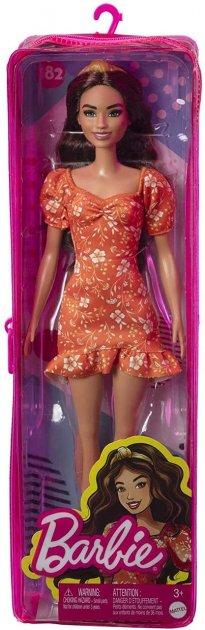 Barbie "Игра с модой" Кукла Барби Шатенка в оранжевом платье с цветами #182 в виниловой упаковке - фото 7 - id-p102972901