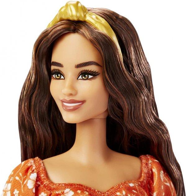 Barbie "Игра с модой" Кукла Барби Шатенка в оранжевом платье с цветами #182 в виниловой упаковке - фото 6 - id-p102972901