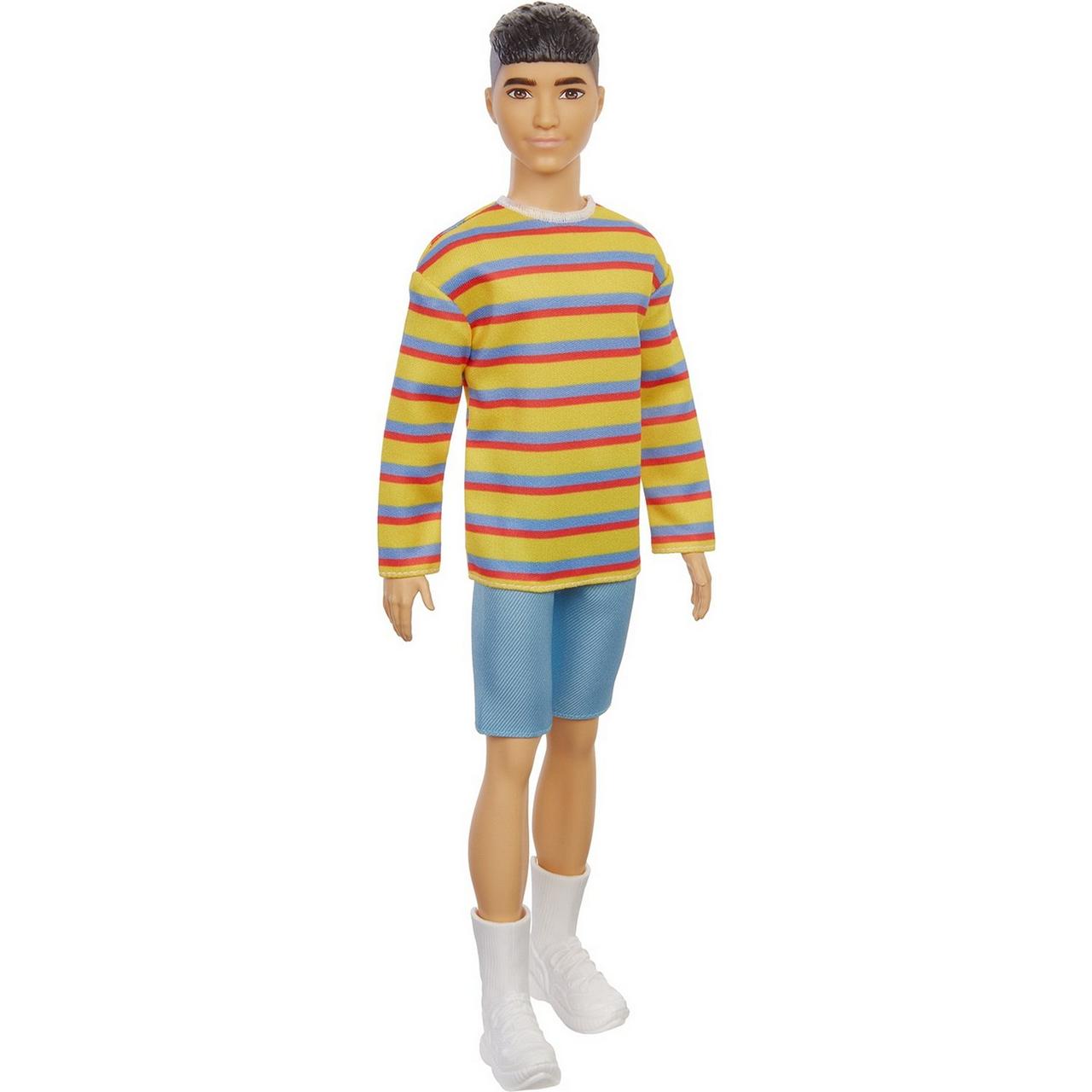 Barbie "Игра с модой" Кукла Кен в полосатом джемпере и джинсовых шортах #175 в виниловой упаковке - фото 1 - id-p102972903