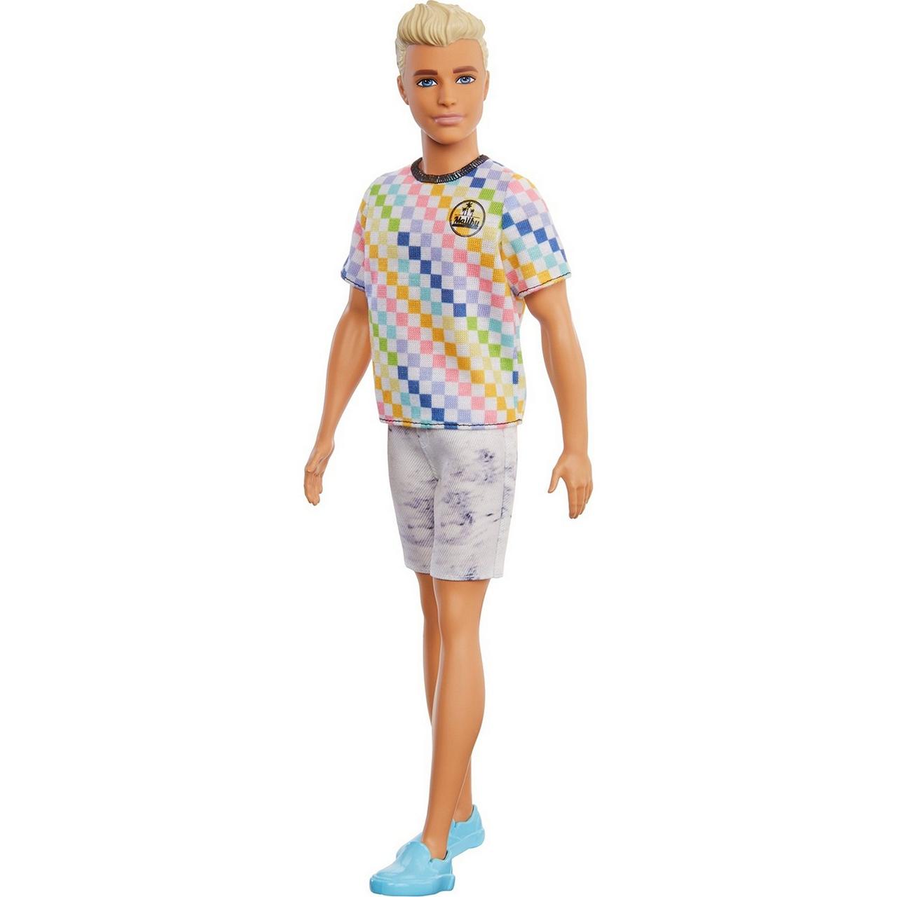 Barbie "Игра с модой" Кукла Кен цветной футболке и белых шортах #174 в виниловой упаковке - фото 1 - id-p102972906