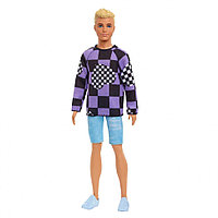 Barbie "Игра с модой" Кукла Кен в фиолетовом джемпере и джинсовых шортах #191 в виниловой упаковке