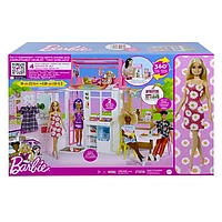Barbie Компактный кукольный домик Барби с аксессуарами