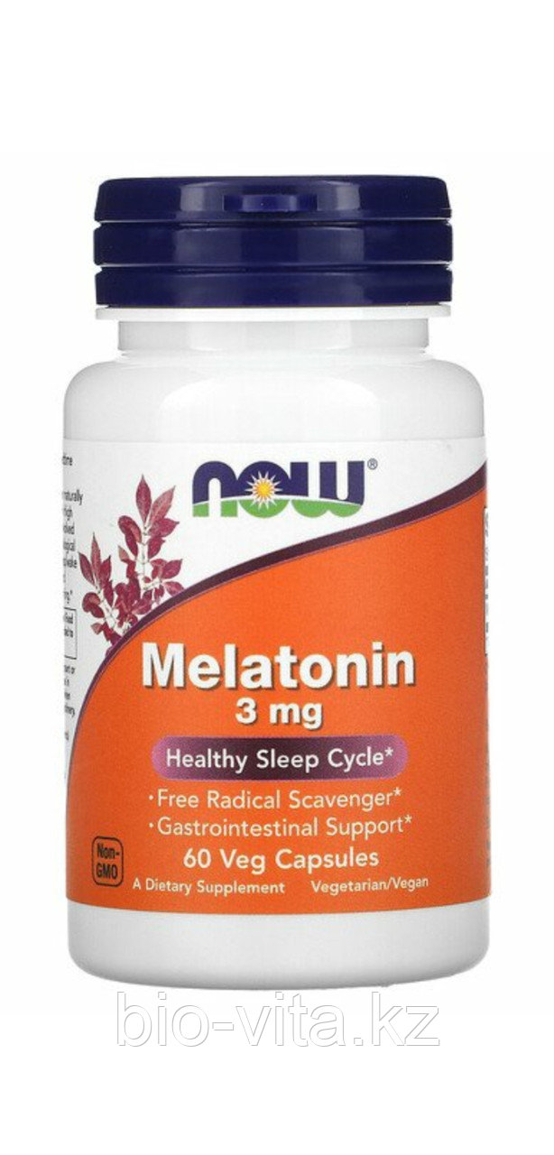 Мелатонин, 3 мг, 60 капсул. Now Foods, фото 1