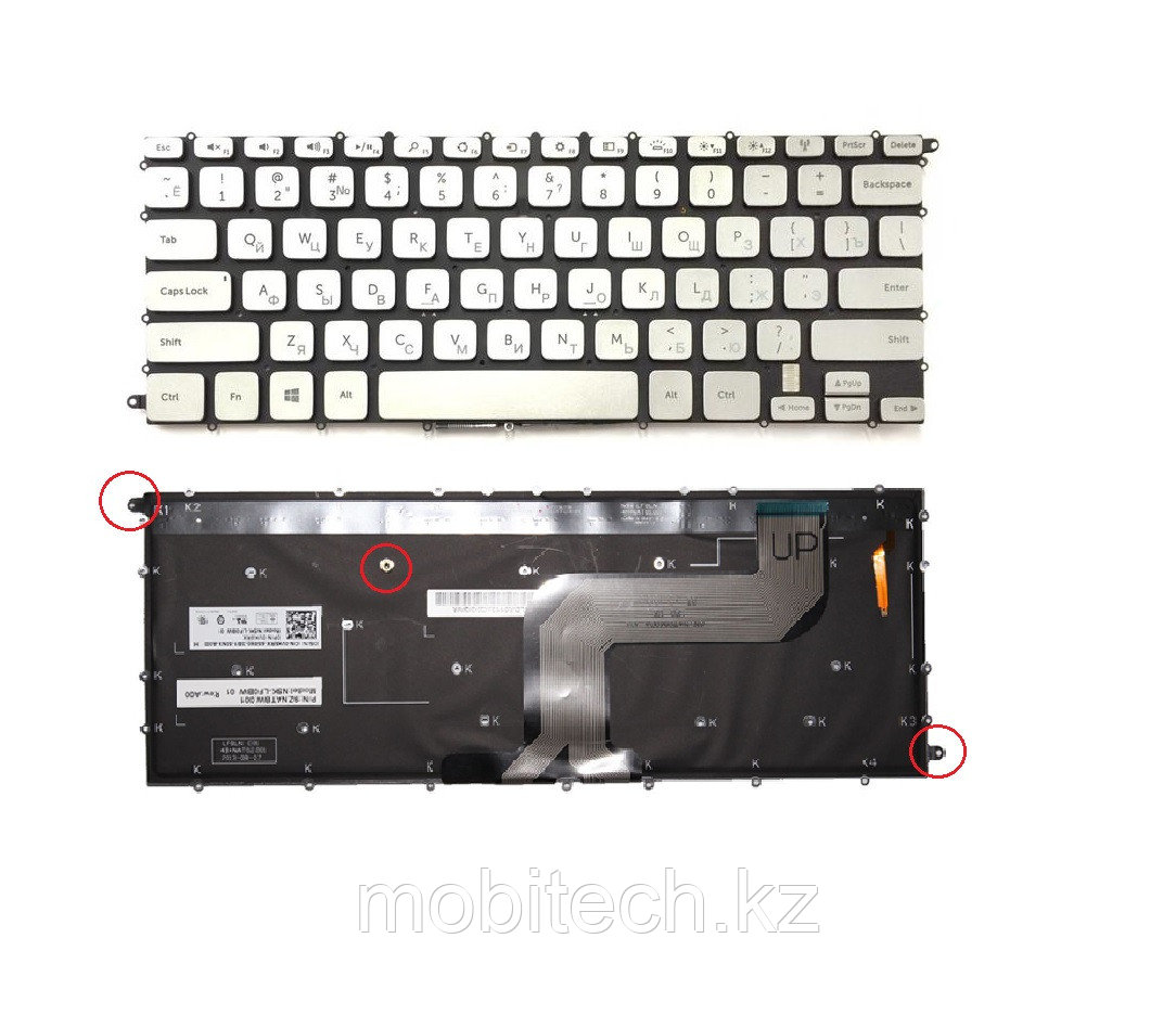 Клавиатуры Dell Inspiron 14 7437 0VK5RX клавиатура c RU/ EN раскладкой серебро, c подсветкой