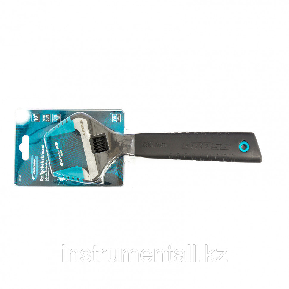 Ключ разводной, 250 мм, CrV, тонкие губки, защитные насадки Gross Новинка - фото 2 - id-p103051475