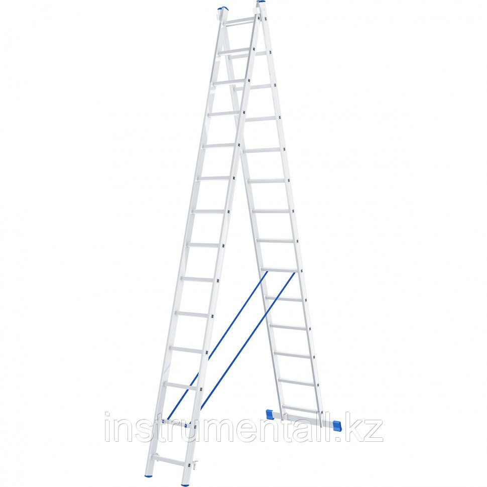 Лестница, 2 х 14 ступеней, алюминиевая, двухсекционная, Россия, Сибртех Новинка - фото 1 - id-p103057498
