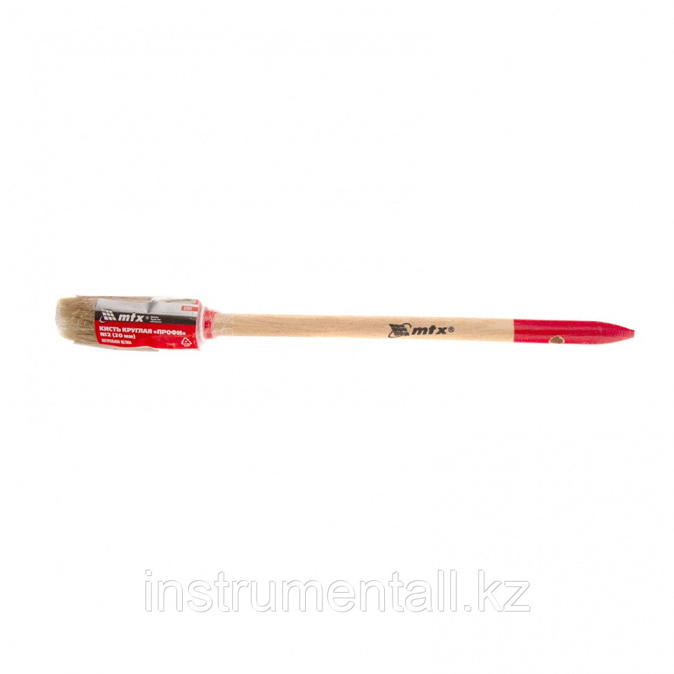 Кисть круглая, Профи №2 (20 мм), натуральная щетина, деревянная ручка MTX Новинка - фото 3 - id-p103050816