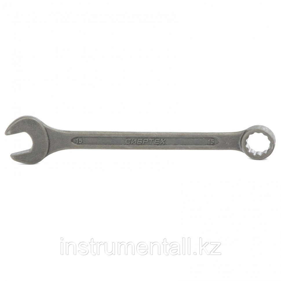 Ключ комбинированный, 15 мм, CrV, фосфатированный, ГОСТ 16983 Сибртех Новинка