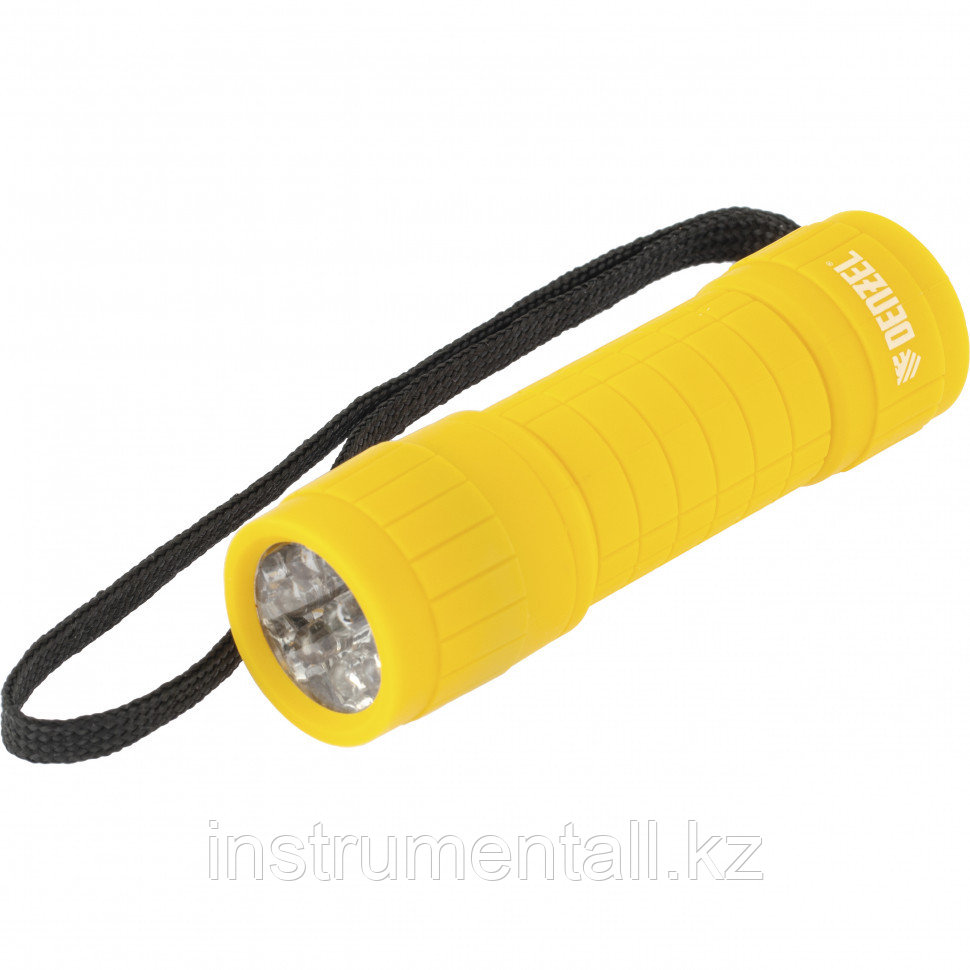 Фонарь светодиодный, желтый корпус с мягким покрытием, 9 Led, 3хААА Denzel Новинка - фото 1 - id-p103055036