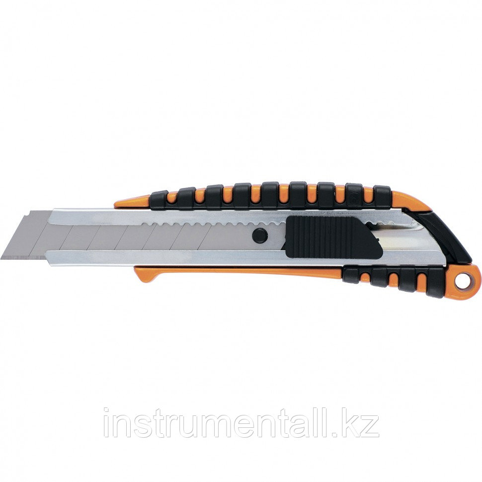Нож, 18 мм, выдвижное лезвие, металлическая направляющая, металлический двухкомпонентный корпус Sparta Новинка - фото 1 - id-p103053134