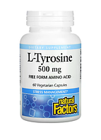 Л-тирозин, 500 мг, 60 вегетариандық капсулалар, Natural Factors