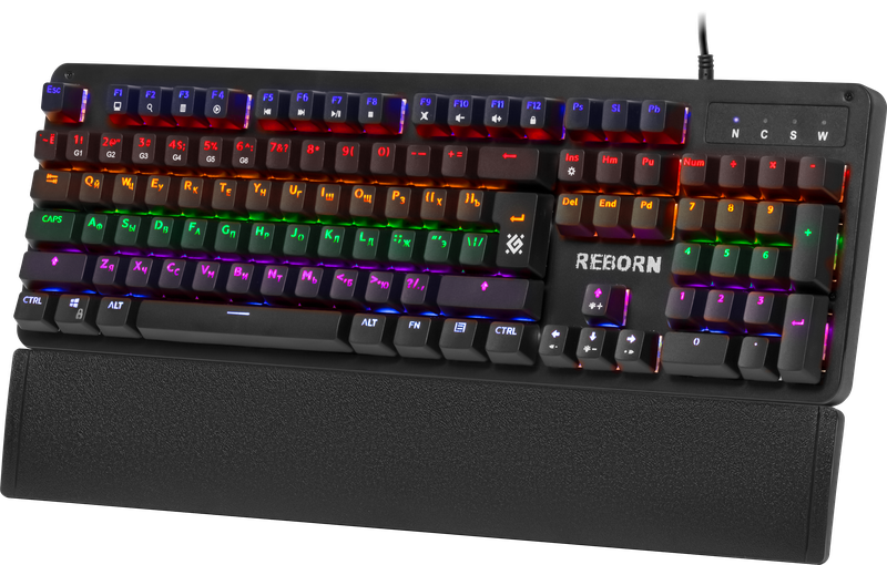Defender 45165 клавиатура игровая проводная механическая Reborn GK-165DL,anti-ghost,радужная (Черный), USB - фото 2 - id-p103065124