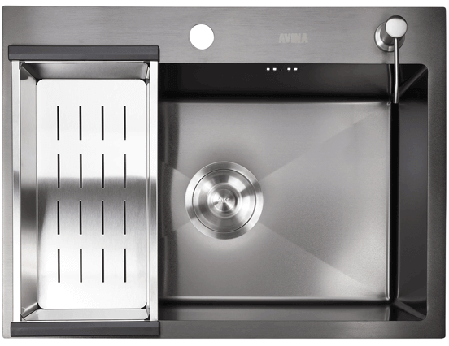 Кухонная мойка AVINA HM6048 , (Чёрная). 600*480*230 мм., фото 2