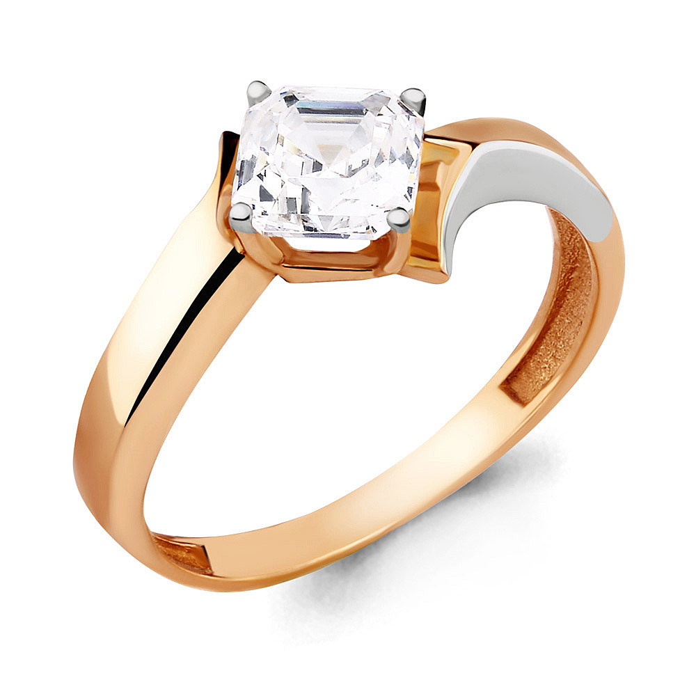 Кольцо серебряное классическое Фианит Aquamarine 66477.6 позолота коллекц. Fancy