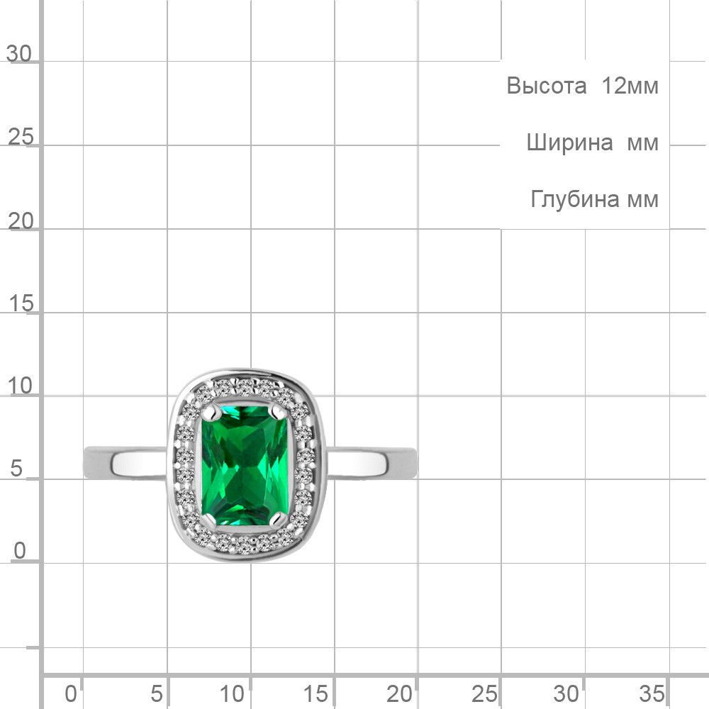 Серебряное кольцо Наноизумруд Фианит Aquamarine 63902Г.5 покрыто родием коллекц. Клеопатра - фото 2 - id-p63031420