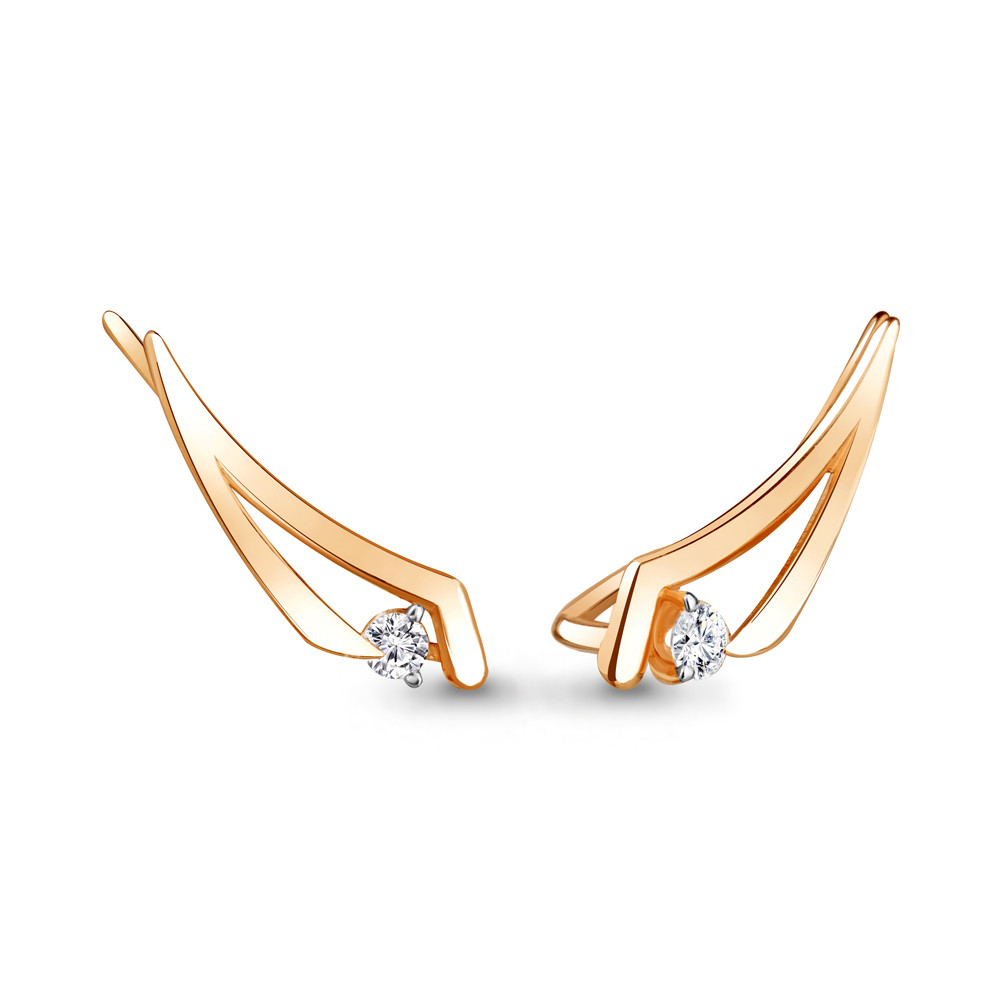 Серебряные серьги каффы Фианит Aquamarine 45506А.6 серебро с позолотой