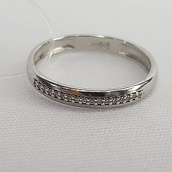 Обручальное кольцо из серебра, Фианит Aquamarine 63498А.5 покрыто  родием коллекц. Love story