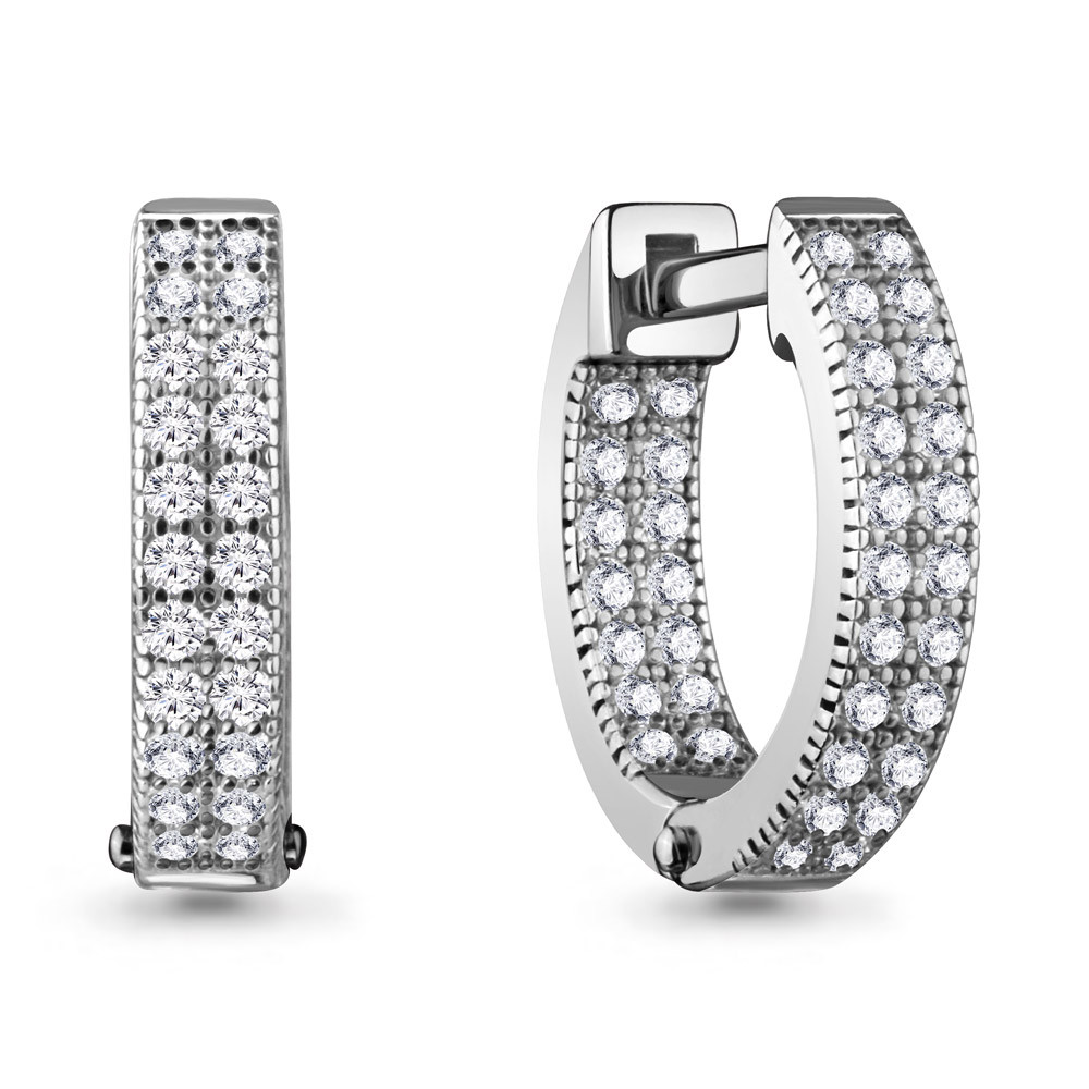 Серебряные серьги Фианит Aquamarine 48227А.5 покрыто родием