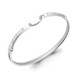 Жёсткий серебряный браслет  Фианит Aquamarine 74520А.5 покрыто  родием